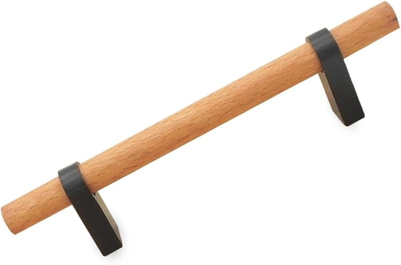 Solid Wood Cabinet Pull Black 96mm Hole Spacing Simple Drawer Handle Wardrobe Furniture Hardware - Image 1